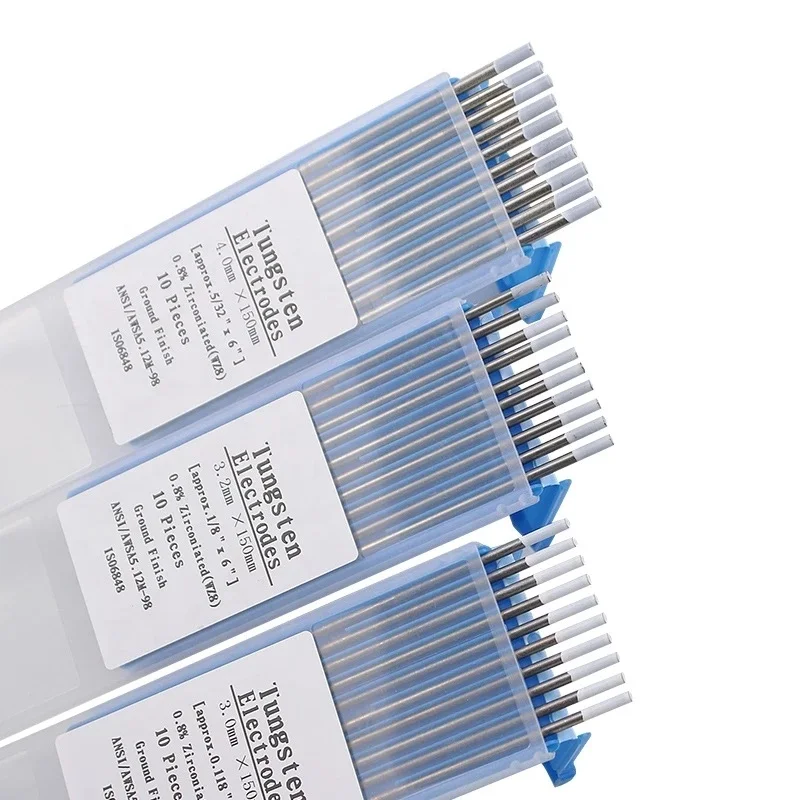 10 électrodes De Soudage Tungstène WZ8 - 2,4 X 150 Mm, Pointe Blanche - Pour Soudage TIG Aluminium Et Alliages - 3