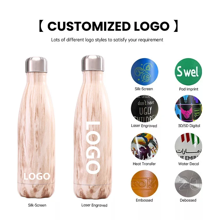 Insulated Cold Shape Custom Logo Water Bottle,Stainless Steel Water