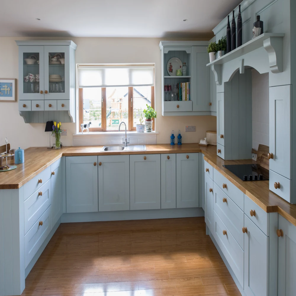 Modern UV   Refreshing  Bright Style  Green series Lacquer plywood High Quality  Kitchen cabinet For Wholesale