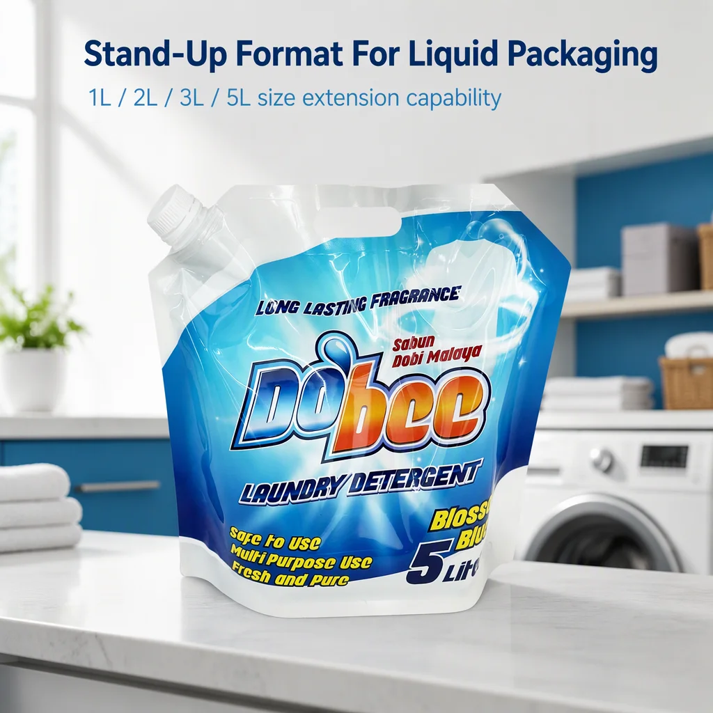 DQ PACK Large Capacity Liquid Packaging Plastic Bag 5L Stand up Corner Spout Pouch with Catch Handle