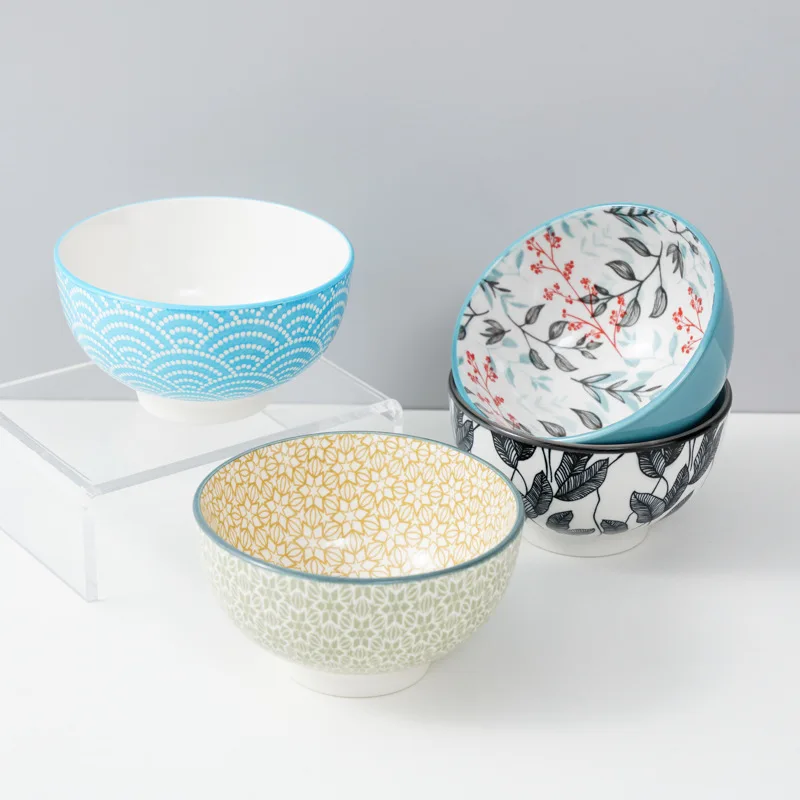 4.5-Inch Ceramic Bowl Gift Set for Holiday Kitchen & Dining Including Butter Tray & Dipping Sauce Tableware Box for Parties