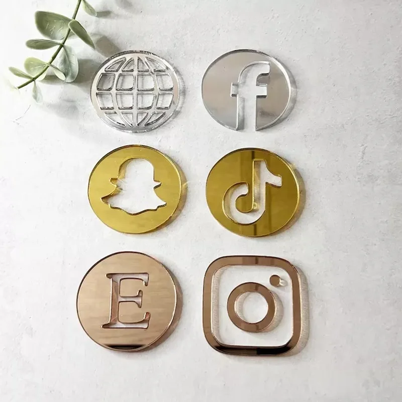 Table Top Logo Sign Mirror Qr Code Sign Stand Plaque Sign Laser Cute Social Media Business Acrylic 10 Carton Indoor Violet Logo