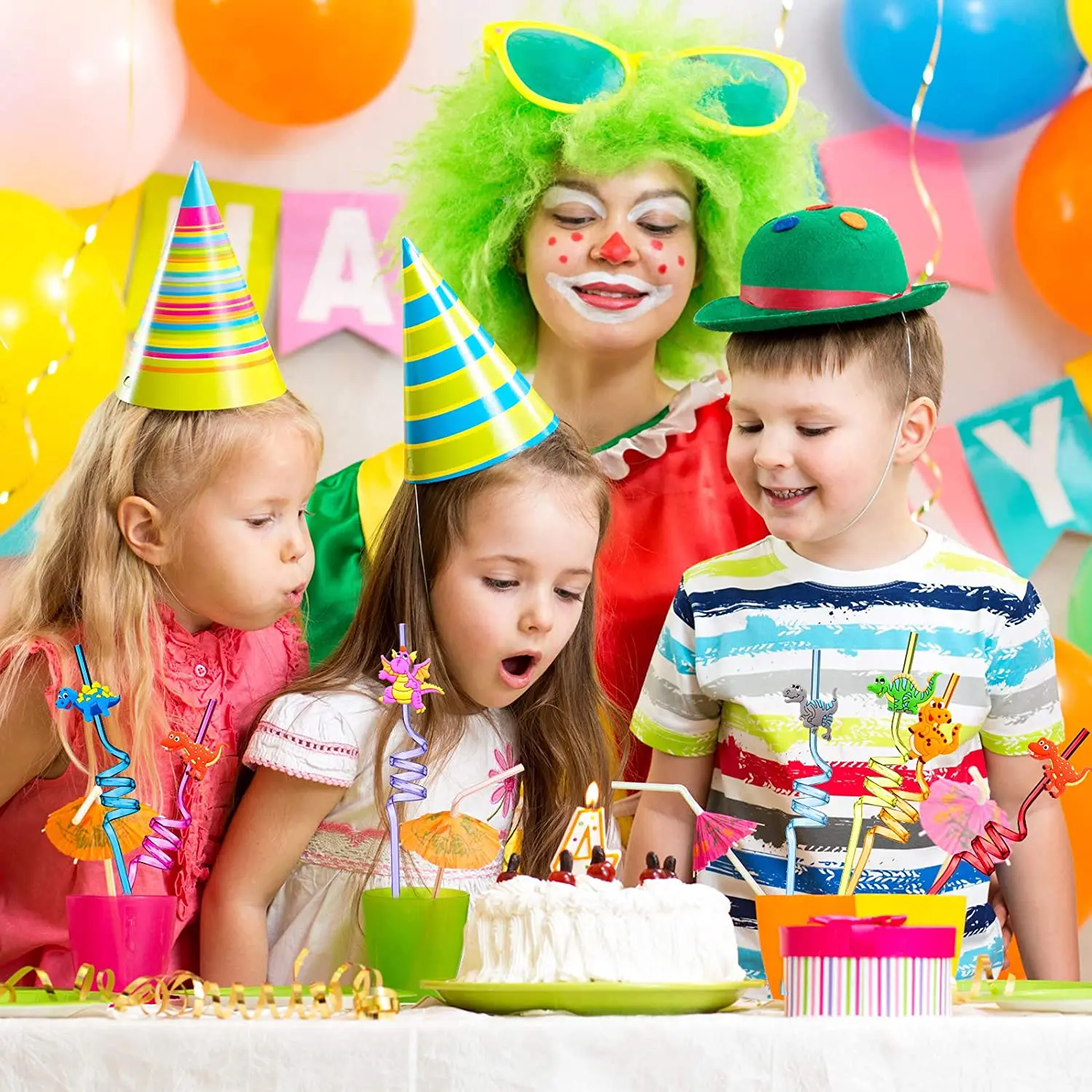 Принадлежности для вечеринки динозавр 24 шт. многоразовые соломы динозавров Детские сувениры на день рождения пластиковые сафари