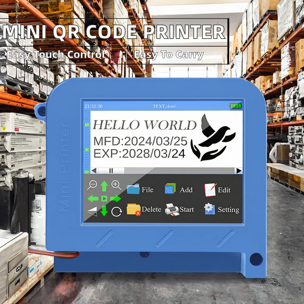QR Code Mini Inkjet Printer 2.8 Inch Touch Screen Smart Logo TIJ ...