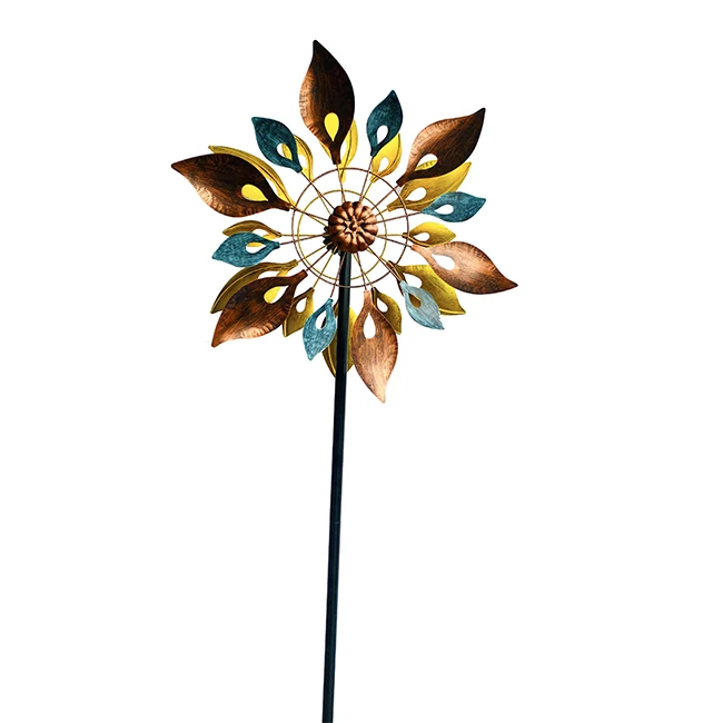 Copper Flower Wind Spinner Dual Spiral Wind Spinner Metal Windmill