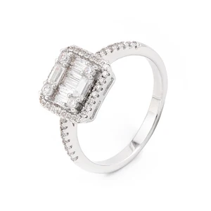 Keiyue Direct 925 Silver CZ Halo Engagement Ring for Women Factory Direct Wedding Party Anniversary Gift