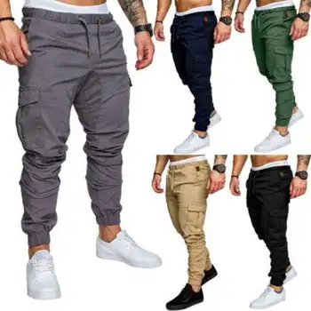 2024 New Fashion Men Multi-pocket Hip Hop Pants Trousers Sweatpants Male Casual Cargo Pants Men