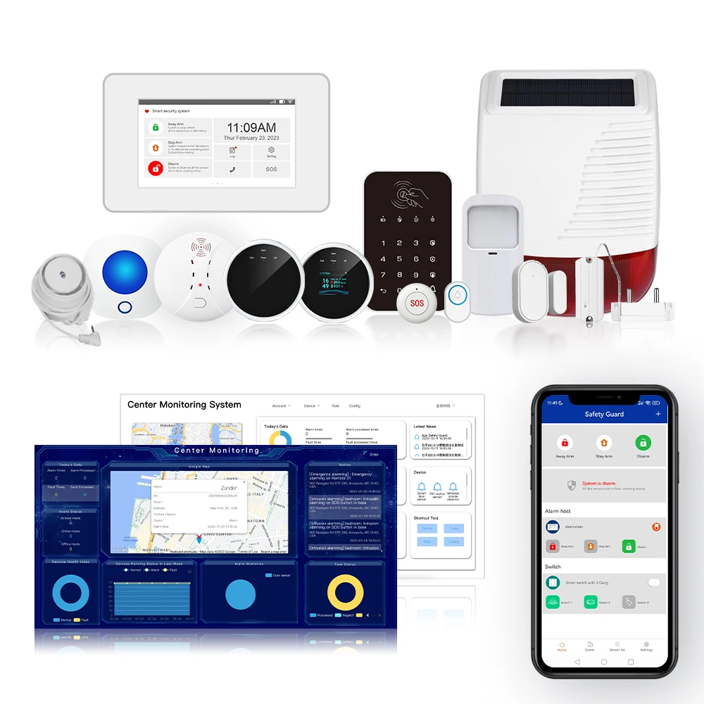 2023 Newest Smart Home Device with IP Camera Smart Home WIFI GSM Home Security Intruder Alarm System