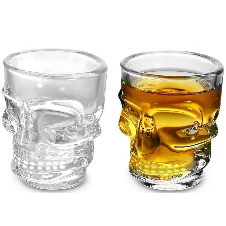 50ml Skull Head Empty clear Small Skull Shot Glass Cups Glass Liquor Spirits Wine Tequila Glass Cups