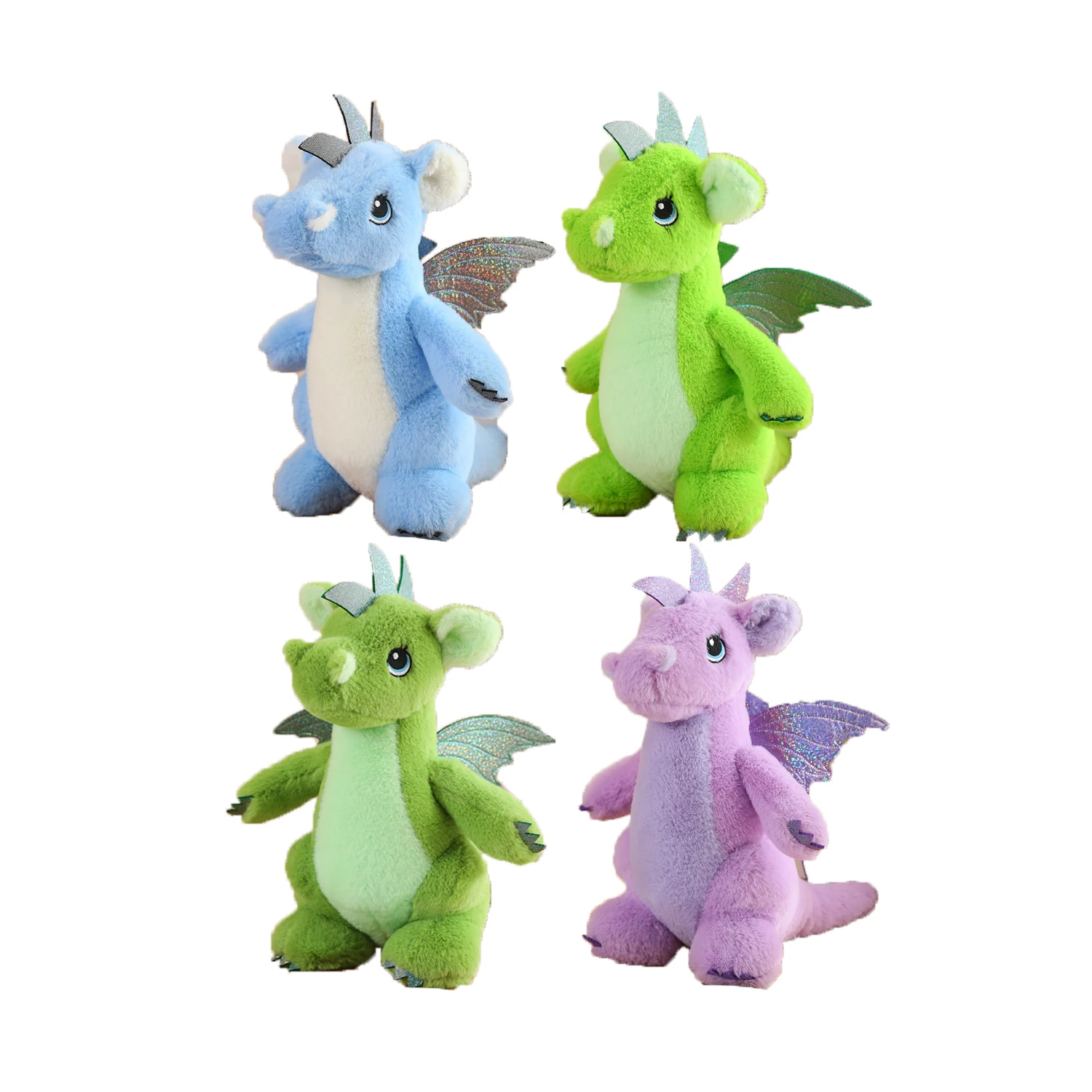 Ready to Ship Multi-Color Stuffed Animal Dragon Plush Toys With Flying Wings Purple Green Dragon Soft Dolls New Year Kids Gifts