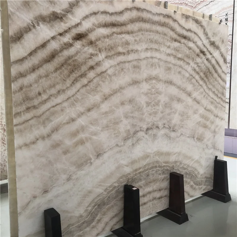 product book match slab translucent onyx tile beige brown marble for villa hotel background wall design-1