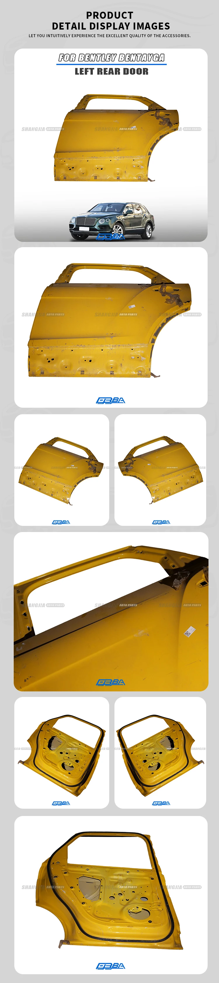 36A833051 Car Door Accessories Aluminium Alloy Left Rear Door For Bentley Bentayga Spare Parts Car Easy Install Left Back Door details