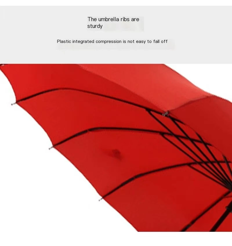 16 Solid Color Pagoda Umbrella, Curved Handle Umbrella Exquisite clear Umbrella Ong Handle Umbrella preview 4