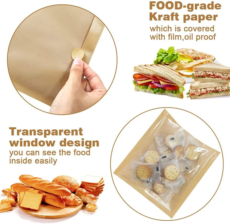 Custom Kraft Paper Food Packaging Bakery Egg Sandwich Donuts Paper Bag ...