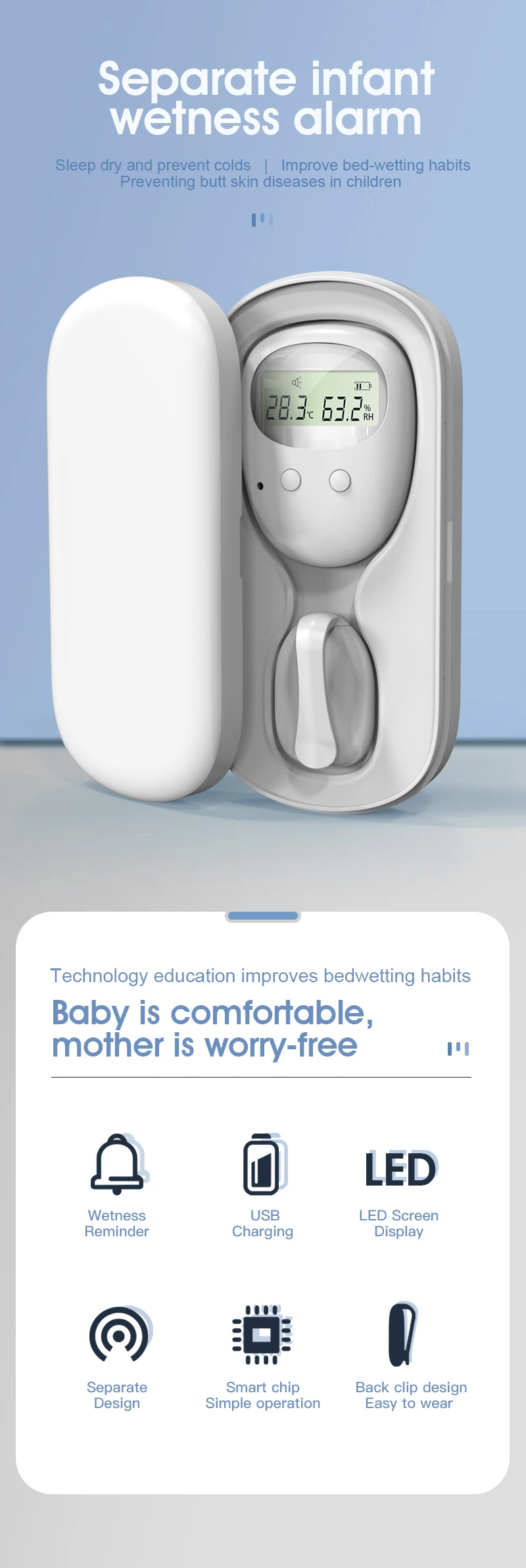 Iksbeauty Wireless Enuresis Baby Bed Wetting Alarm Deep Sleep Vibration Sound Wireless Bed