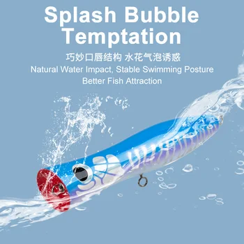 CHEERY WD130 21.9cm/120g Topwater Saltwater Wood Popper Fishing Lure Wooden Popper Trolling Bait Boat Fishing Hard Wobbler Lures – Popper – view 5