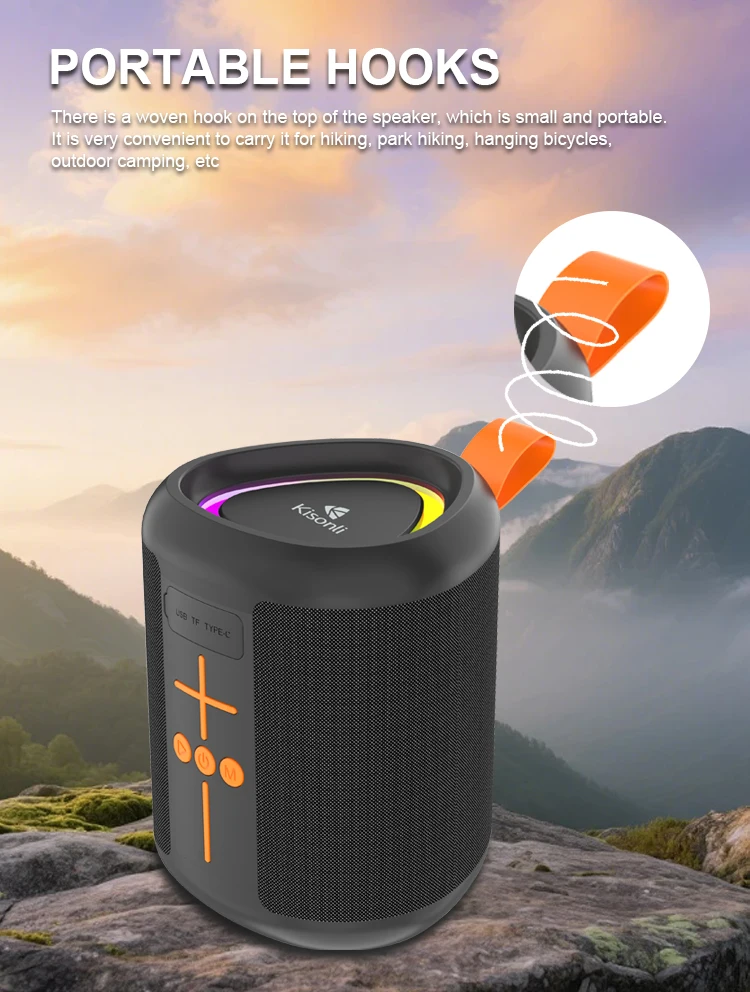 Kisonli Q35 Custom logo Blue Tooth Music Studio Portable Speaker with Light