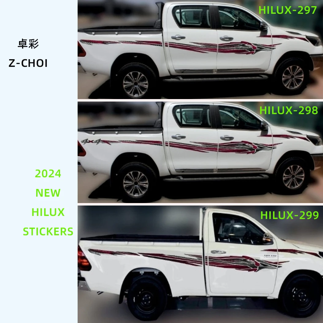 2024  New Hilux 4x4 Pickup Stripes Vehicle Side Vinyl Car Body Sticker Vinvl Decal Car Stickers for toyota