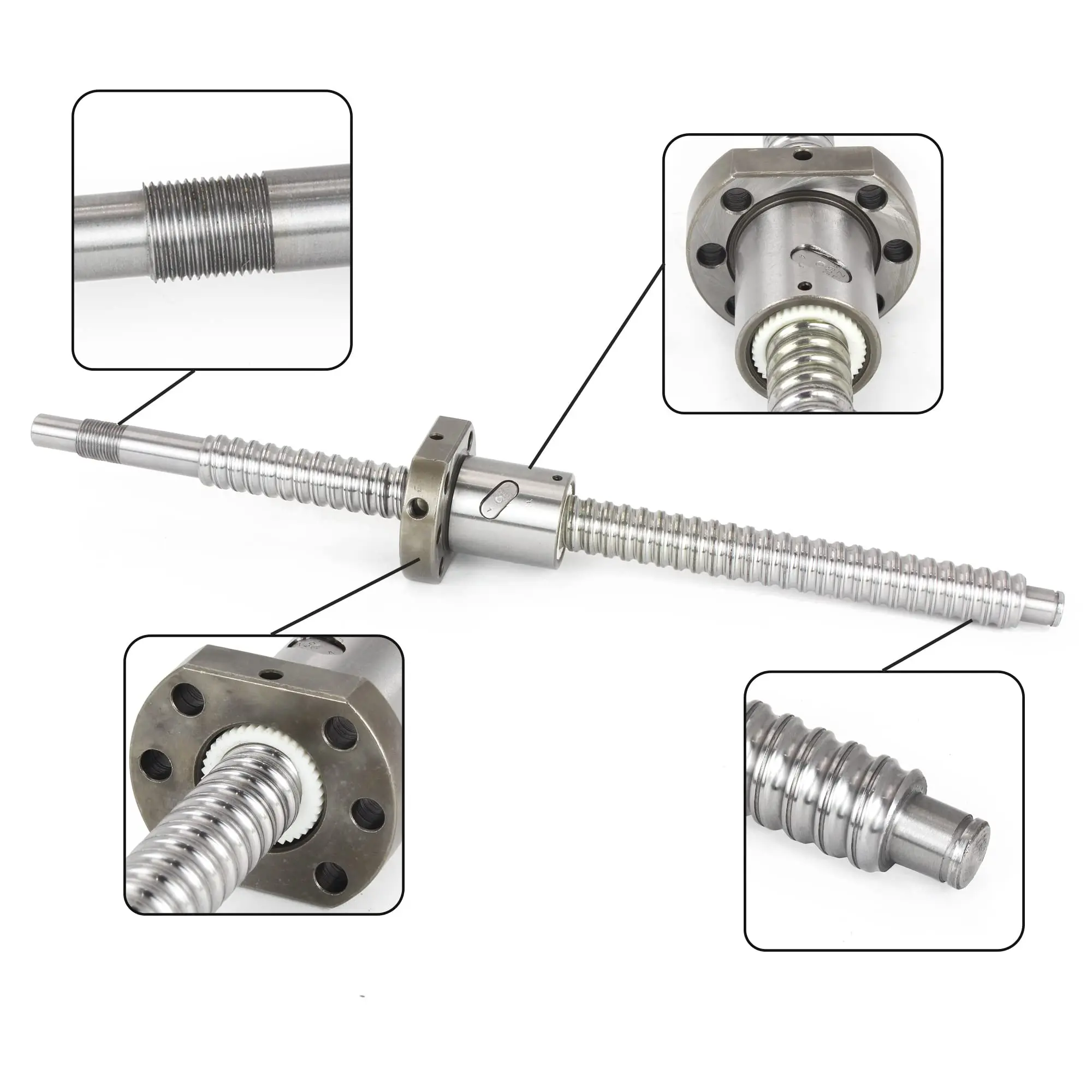 High Precision Rolled Ball Screw SFU1605 SFU1610 SFU2005 SFU2010 SFU2505 SFU2510 Ball Screw C7 C5 with End Machined