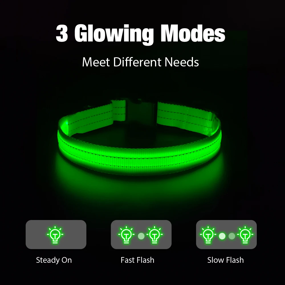 New Product Custom Designer Led Light up Pet Dog Collar for Big Small Dog