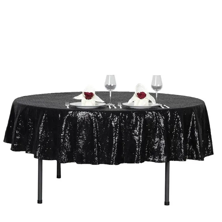 Wholesale High Quality Premium Sequin Round Tablecloth for Wedding Decoration Tablecloth Cover