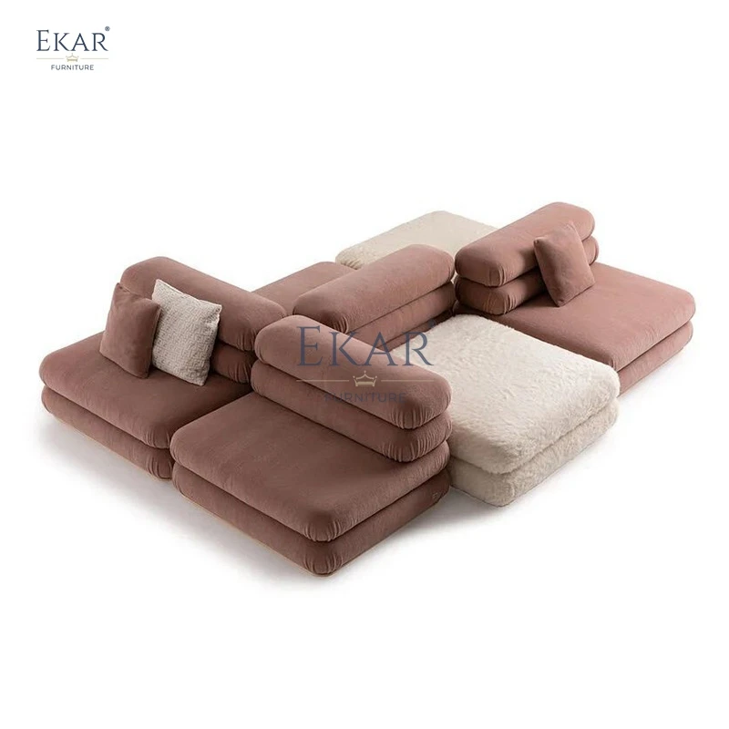 Contemporary Versatile Three-Seat Modular Sofa Modern Sectional Fabric Furniture for Sleek Villa and Apartment Living Spaces