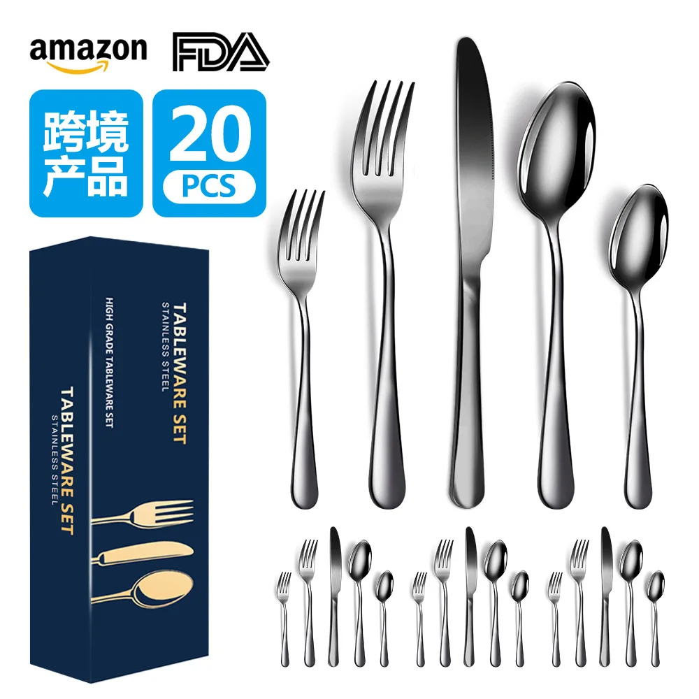 20 Piece Silverware Flatware Set Stainless Steel Cutlery Service For 4 ...