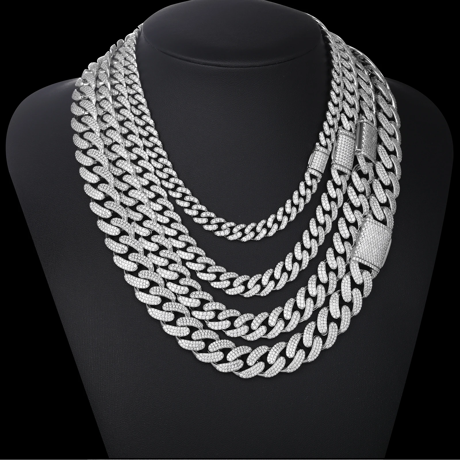 Mens Hip Hop Jewelry Mossanite Necklace 620mm 925 Sterling Silver