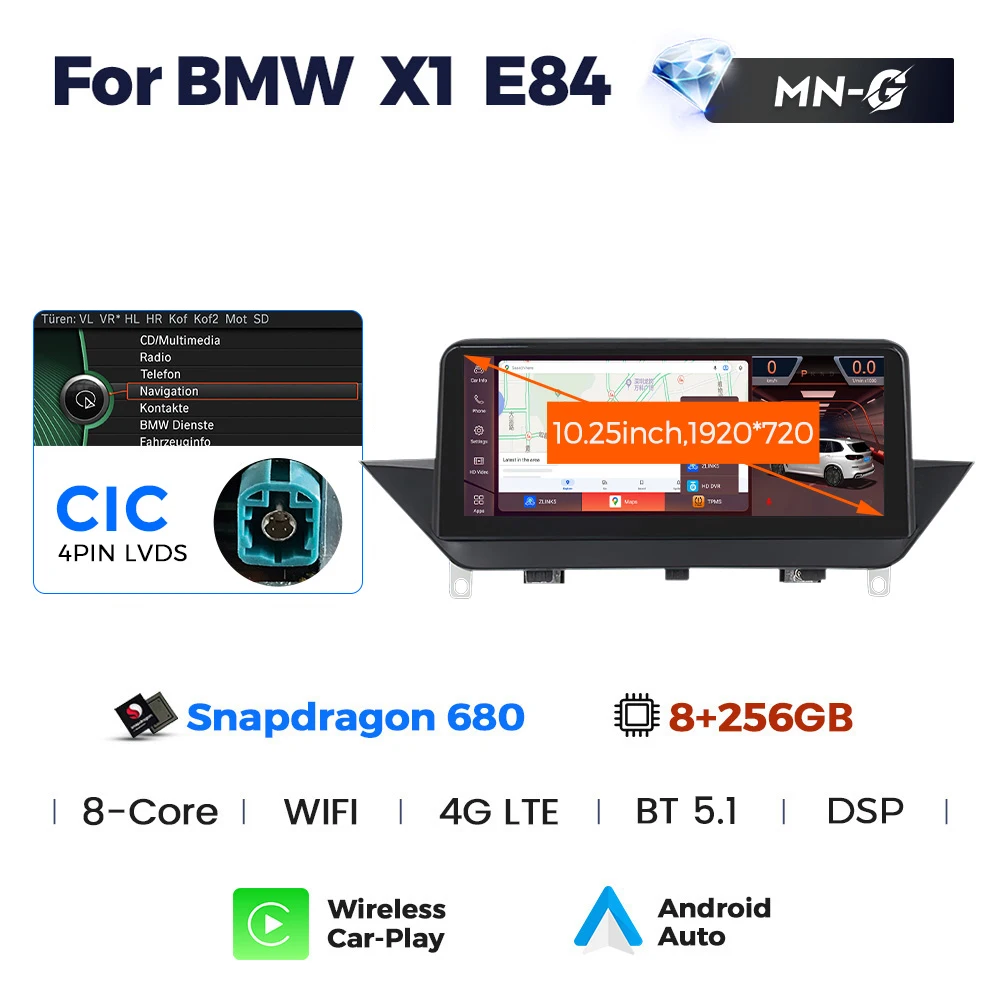 ID8 680 Android 13 Screen BT 5.0 Car-play Player Stereo Audio for BMW X1 E84 2009-2015 WIFI Car GPS Android Car Radio