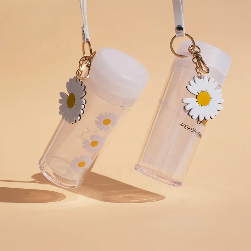 Girlwill INS стиль ромашки изолированные двойные стены пластиковые бутылки Пользовательский логотип дети чашки чай стакан оптовая продажа поддерживает OEM/ODM