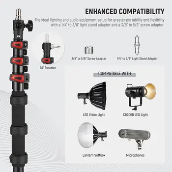 NEEWER 7.5ft/230cm Boom Pole Stand Portable Telescopic Aluminum Handheld Light Stand detail image