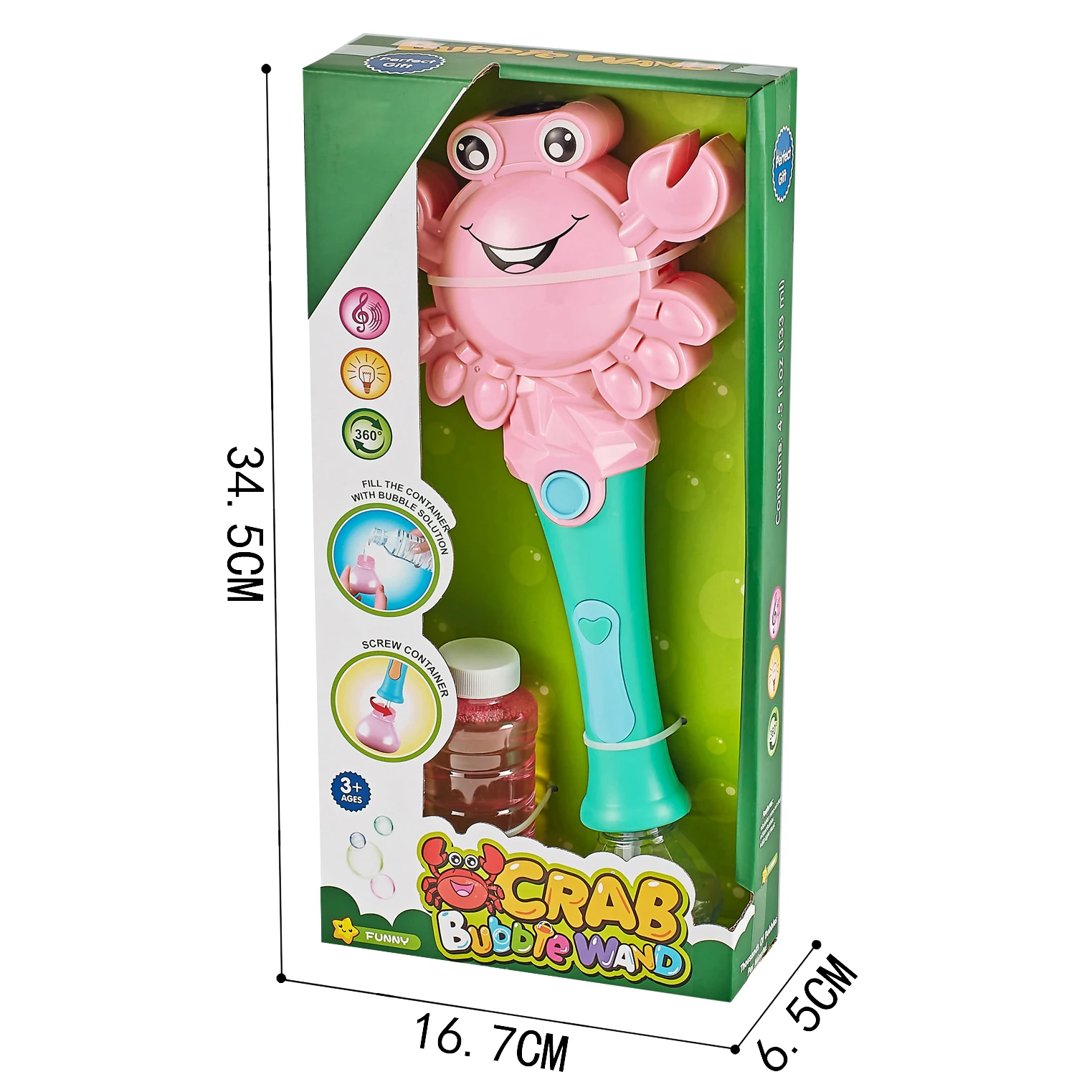 Kids Summer Outdoor Electric Crab Toys Bubble Stick With Light Music