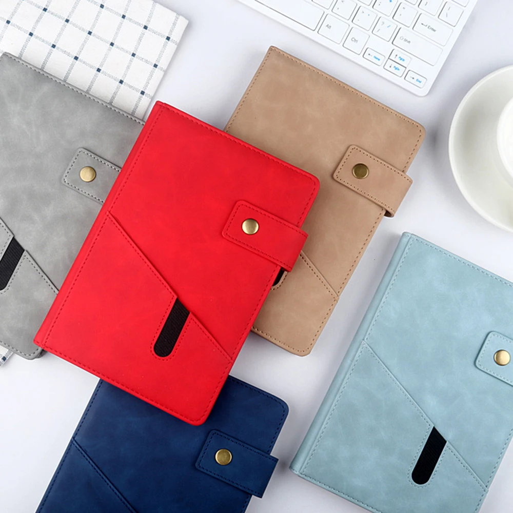 Premium 100 Sheet Notebook Planner Classic Commercial Design PU Leather Pocket Sewn Hot Press Bound Diary Custom Journal Gift