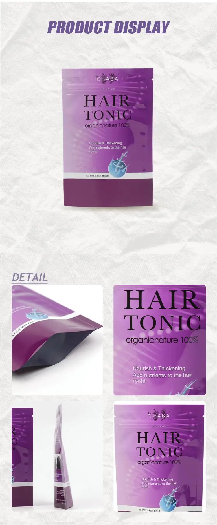 Custom Printed Cosmetics Powder Puff Vertical Zipper Plastic Bag Can Be