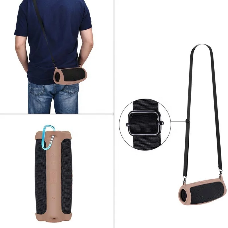 4 вида цветов Ремень Через Плечо силиконовый динамик футляр для Портативная колонка JBL Charge, 5, по оптовой цене с карабином