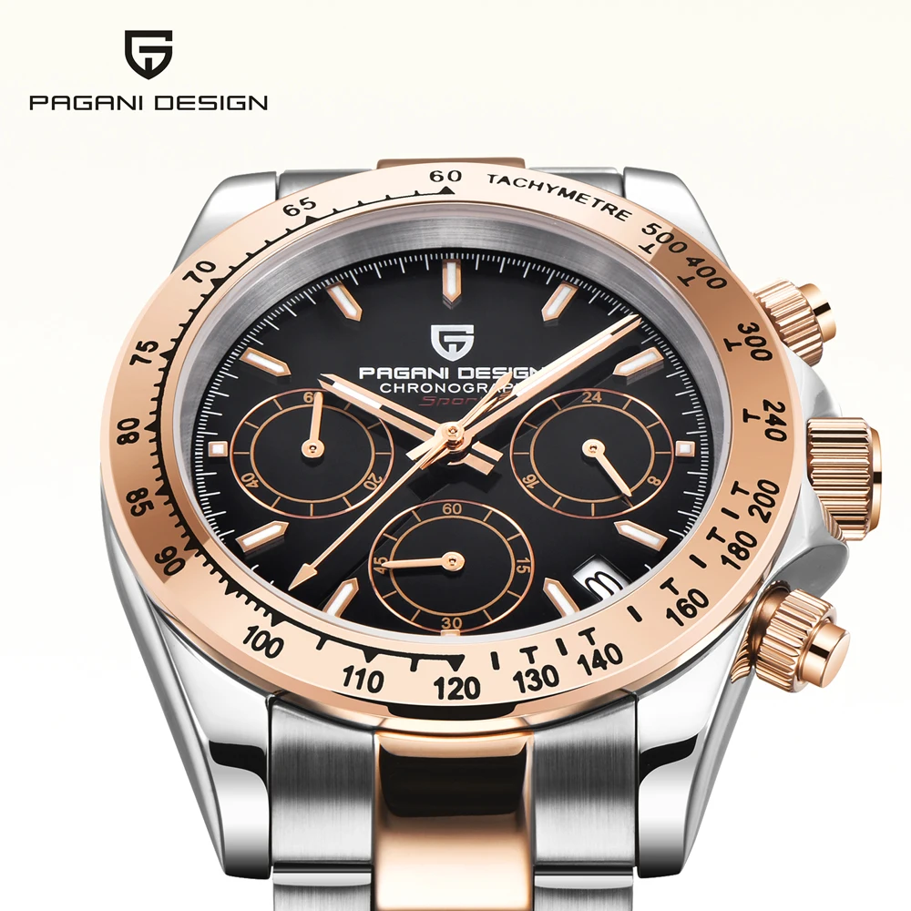 Montre Homme Pagani Design PD-1644 - Chronographe Quartz, Verre Saphir, Lunette Céramique, étanche 100m