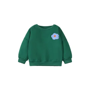 High Quality Crew Neck Embroidery Kids Sweatshirt Custom Fleece Cotton Girls Hoodies Sweatshirts