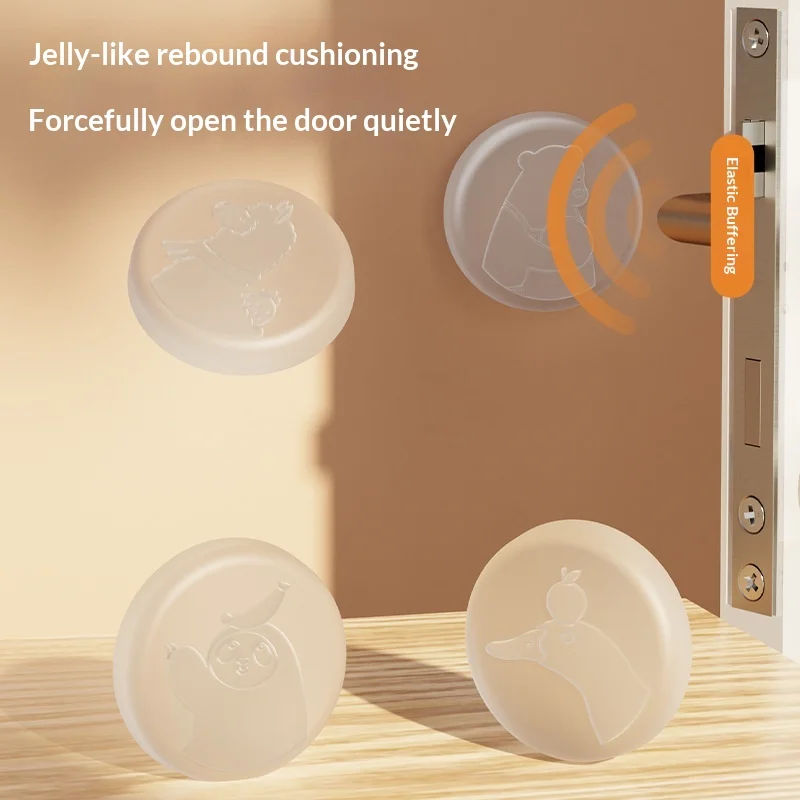 Nálepka a kobereček proti nárazu pro kliku zadních dveří ledničky, zarážka pro hlavu postele – průhledné přísavné upevnění – model