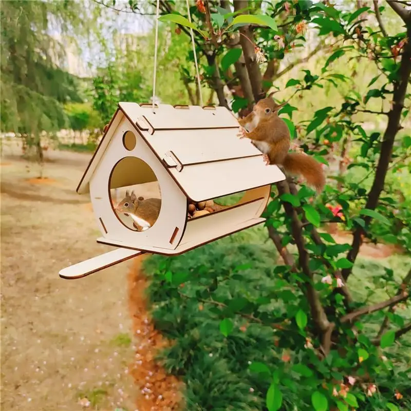 Loopunk Nid Pour Oiseaux En Bois Naturel - Maison Oiseaux Extérieur Avec Vue Transparente