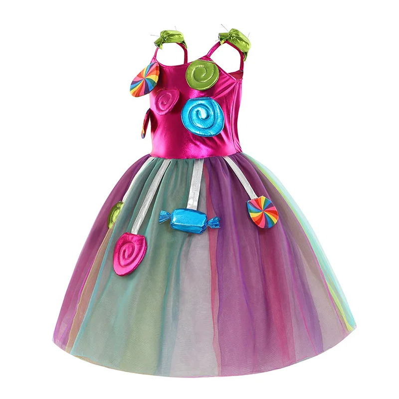 Girls Unicorn Dress Princess Dress Rainbow Mesh Ballet TUTU Pompadour Dress Halloween Show Costume