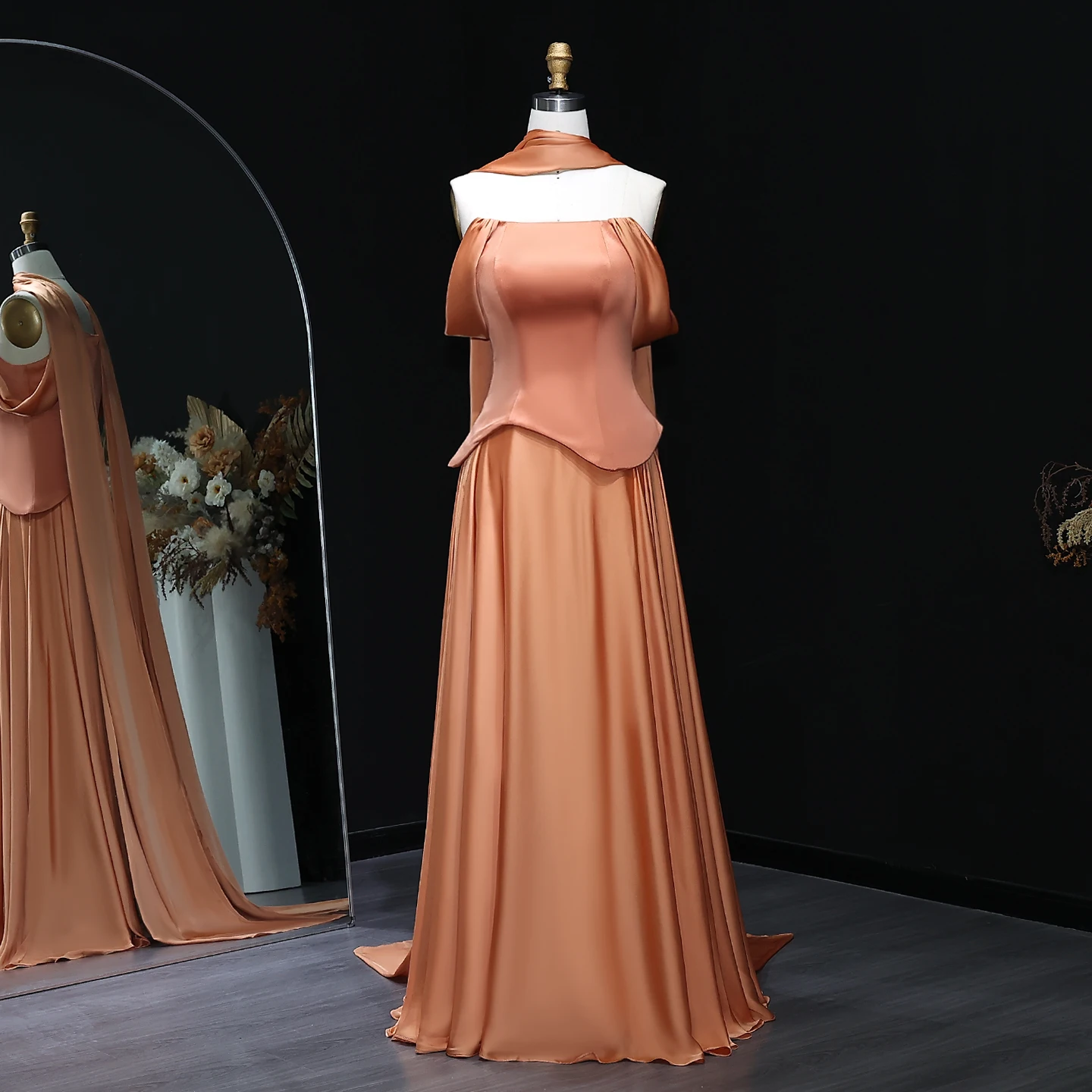 Sharon Said SF593 Brown Off Shoulder Elegant Evening Dress with Chiffon Scarf Arabic for Women Wedding Dress Gown| Alibaba.com Sharon Said SF593 Brown Off Shoulder Elegant Evening Dress with Chiffon Scarf Arabic for Women Wedding Dress Gown| Alibaba.com