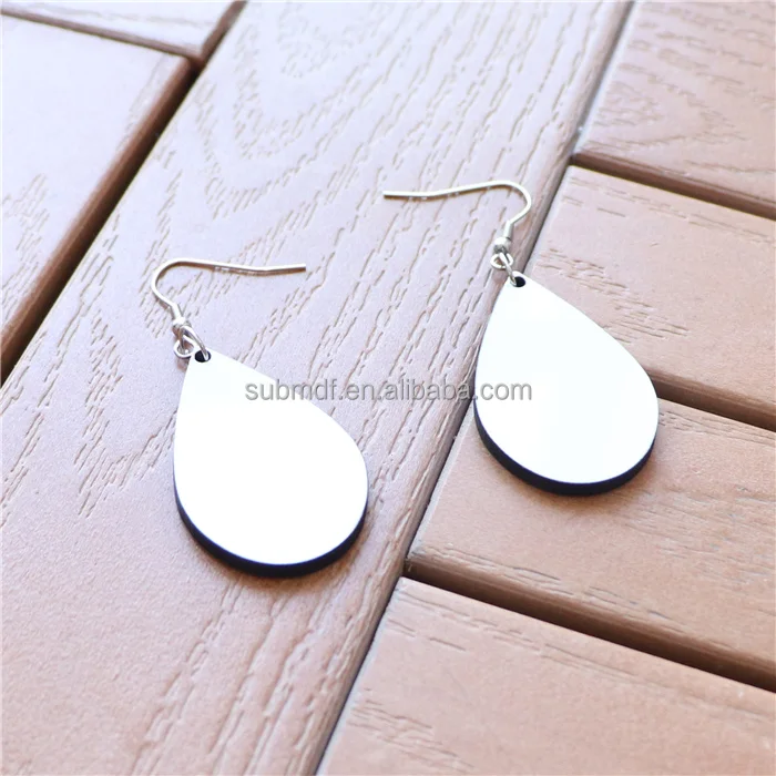High Quality Photo Printing Custom Teardrop Earrings Sublimation Blank MDF Earrings for Ladies