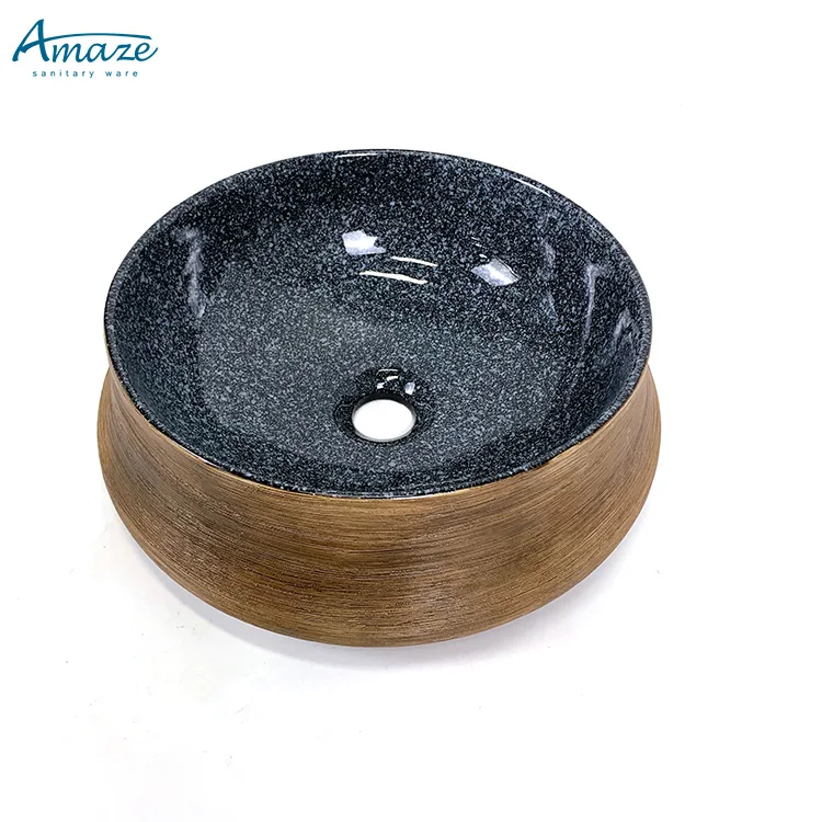 New design ceramic sanitary ware vanity bathroom sink round shape countertop wash hand art basin details