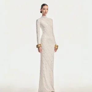 Vietnam Niche Fashion Luxury Sexy White Lace Long Dress 2025 Summer New Party Plain Hollow Out Elegant Women's Dresses