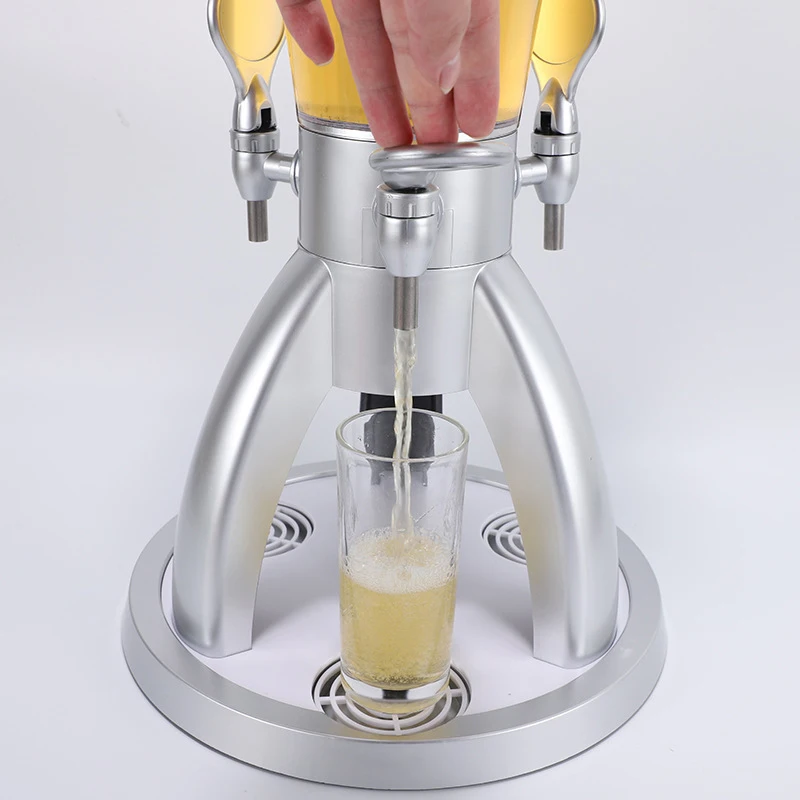 Customized 3L 4L Plastic Beer Tower Draft Juicer Beverage Dispenser Drink Tower With Ice Tube Cooling Beer Dispenser