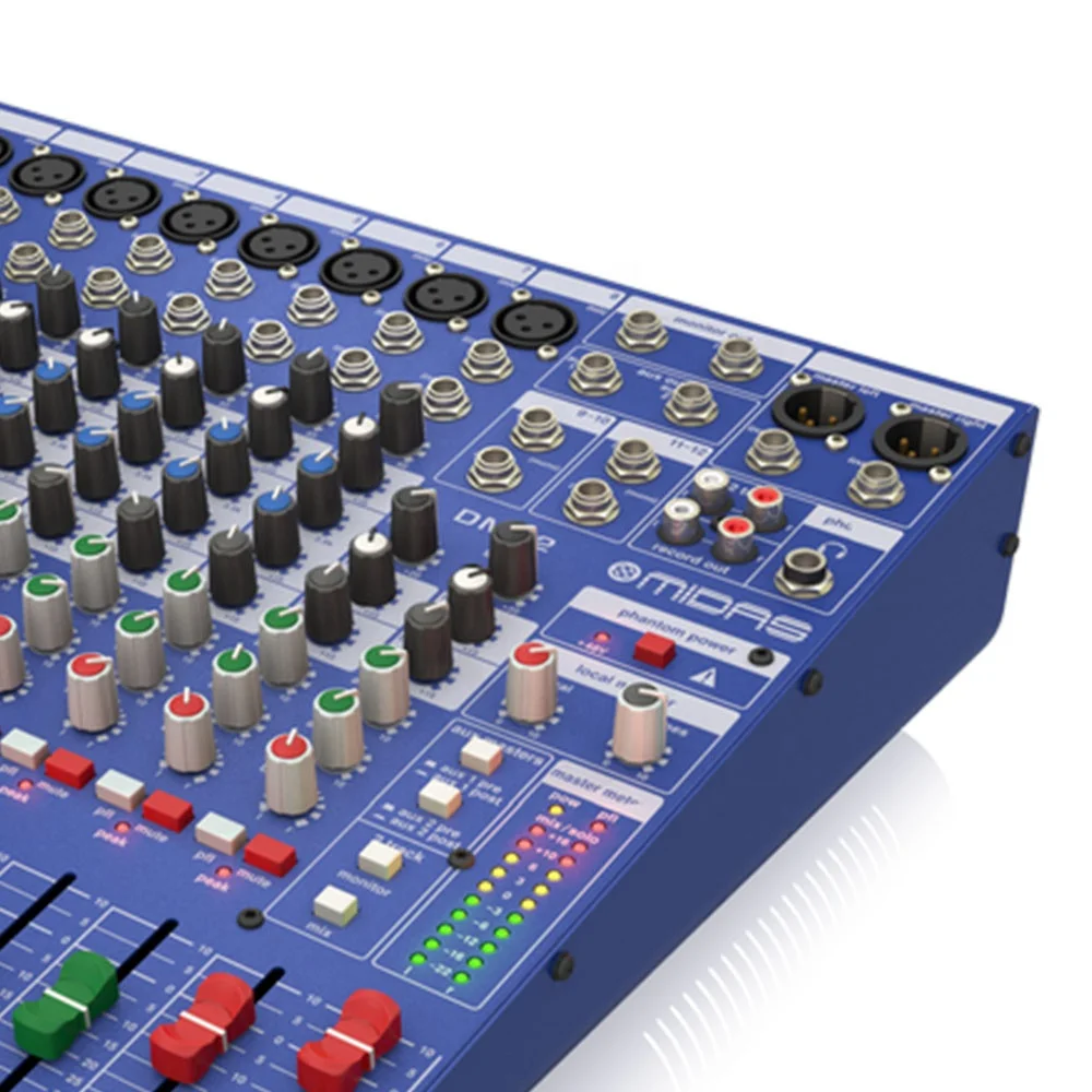Midas DM12 12チャンネルアナログミキサー - ステレオ出力、RCA入力対応