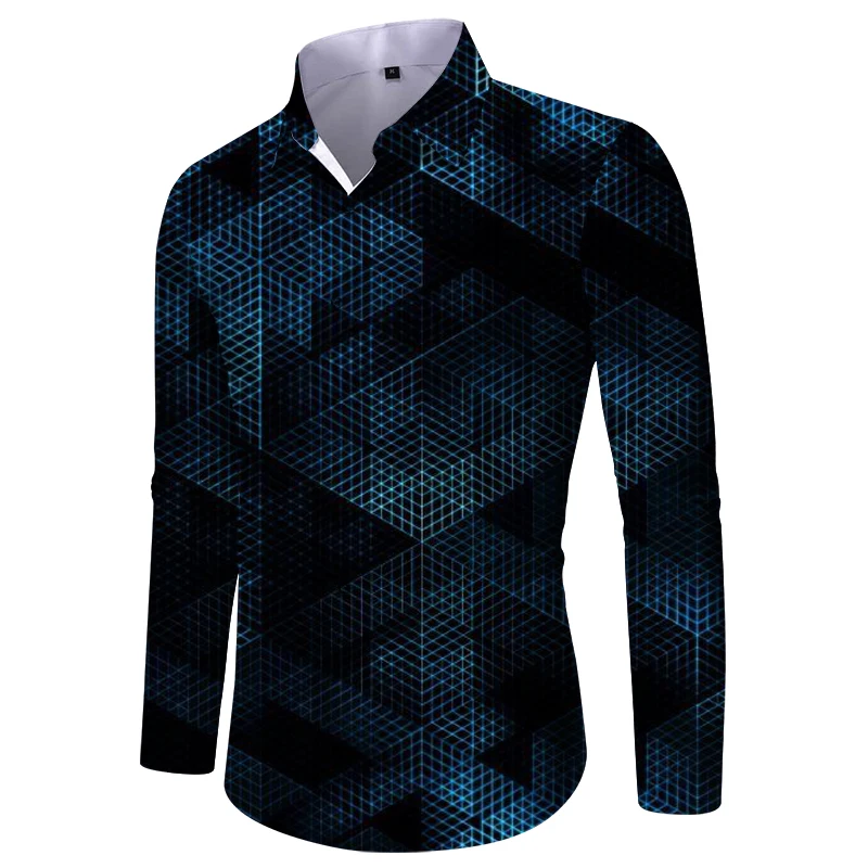Sommer Übergroßes Top Casual Print Herrenhemd Langarm Grafikshirt Men335_voghion.com