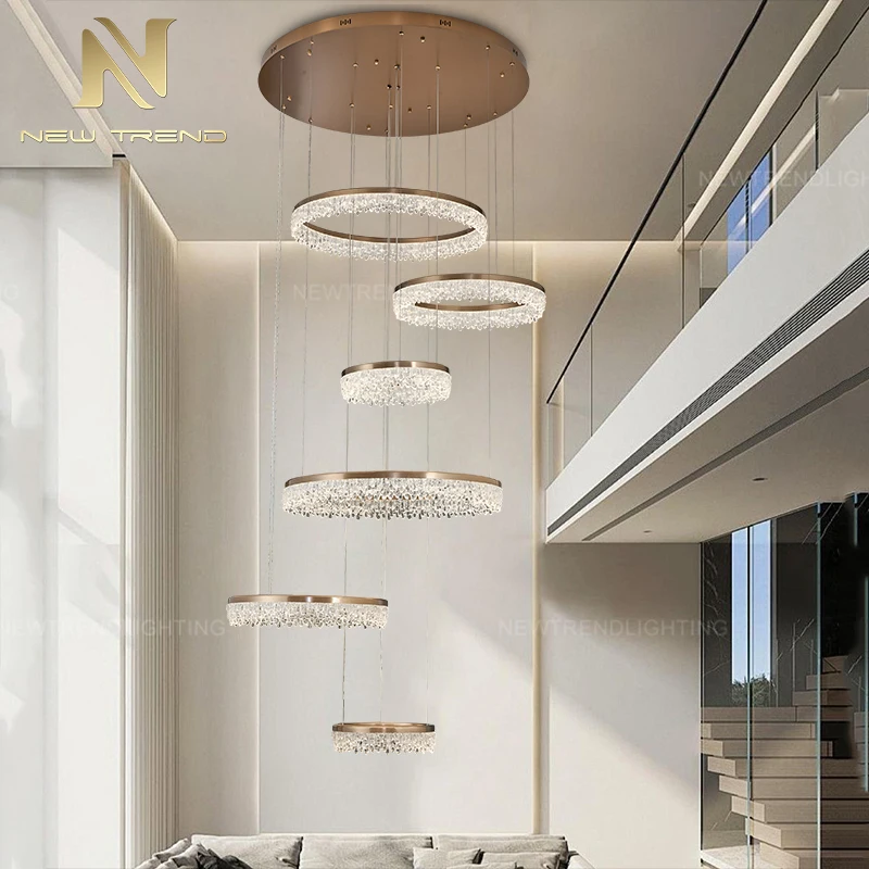 LC88206 New Product Indoor Decoration Pendant Light Living Dining Room Restaurant Home Acrylic Ceiling LED Ring Chandelier   