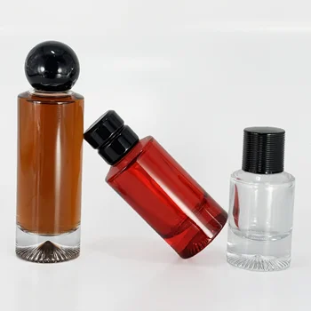 Empty Clear 30ml 50ml 100ml Round Thick Bottle Glass Perfume Container Bottle with Mist Sprayer
