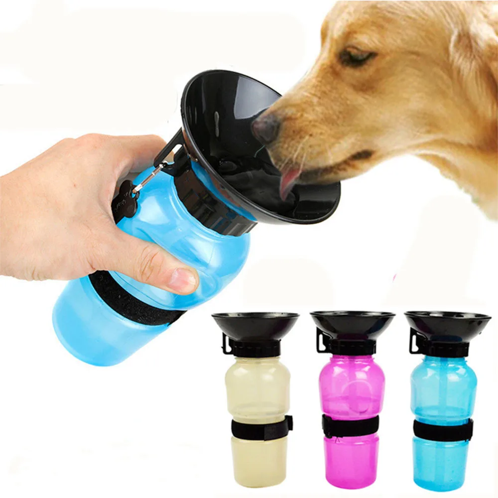 Portable mascota perro gato Alimentador Botella de agua dispensador de agua potable viaje al aire libre 